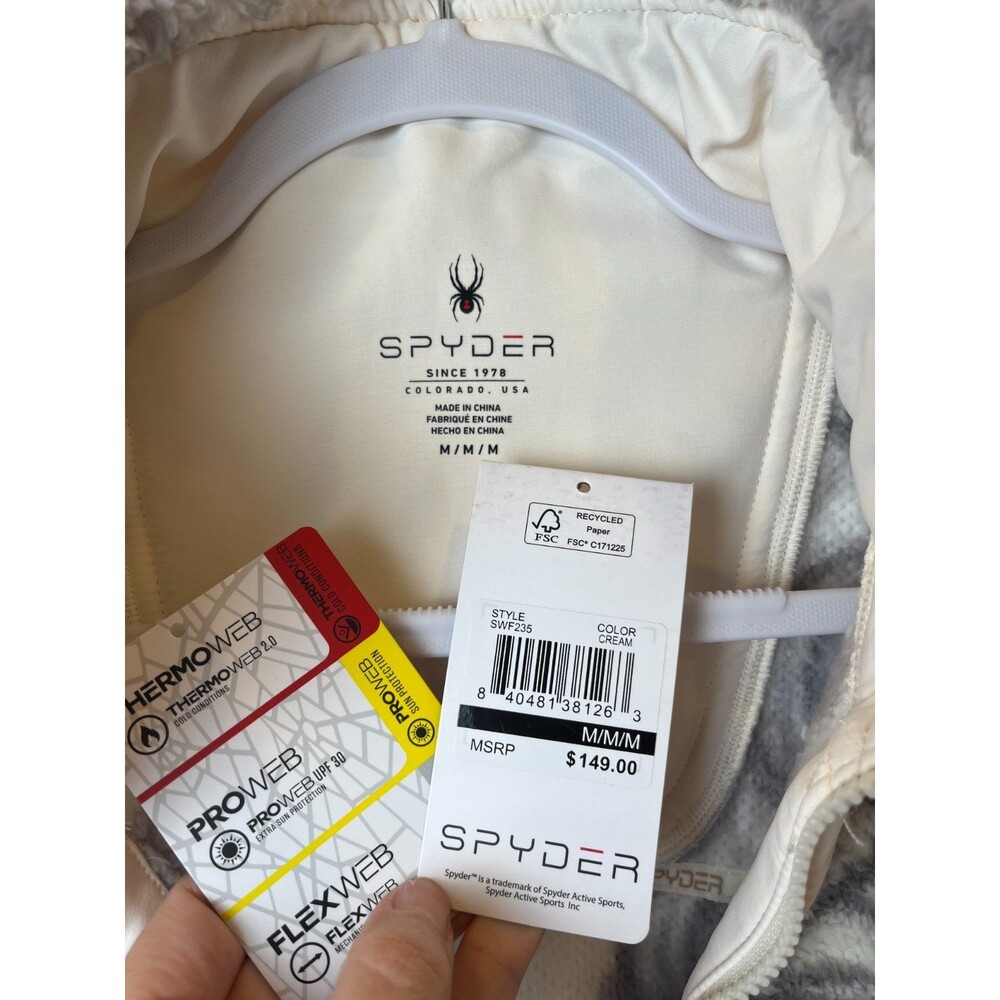 Spyder Women's Ivory Floral Sherpa Fleece Full Zip Jacket Size Medium NWT - Picture 3 of 14